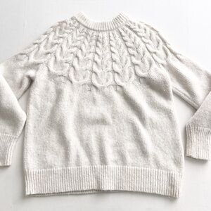 White Label The White Company Sweater Crewneck Jumper Cable Yoke Wool Alpaca